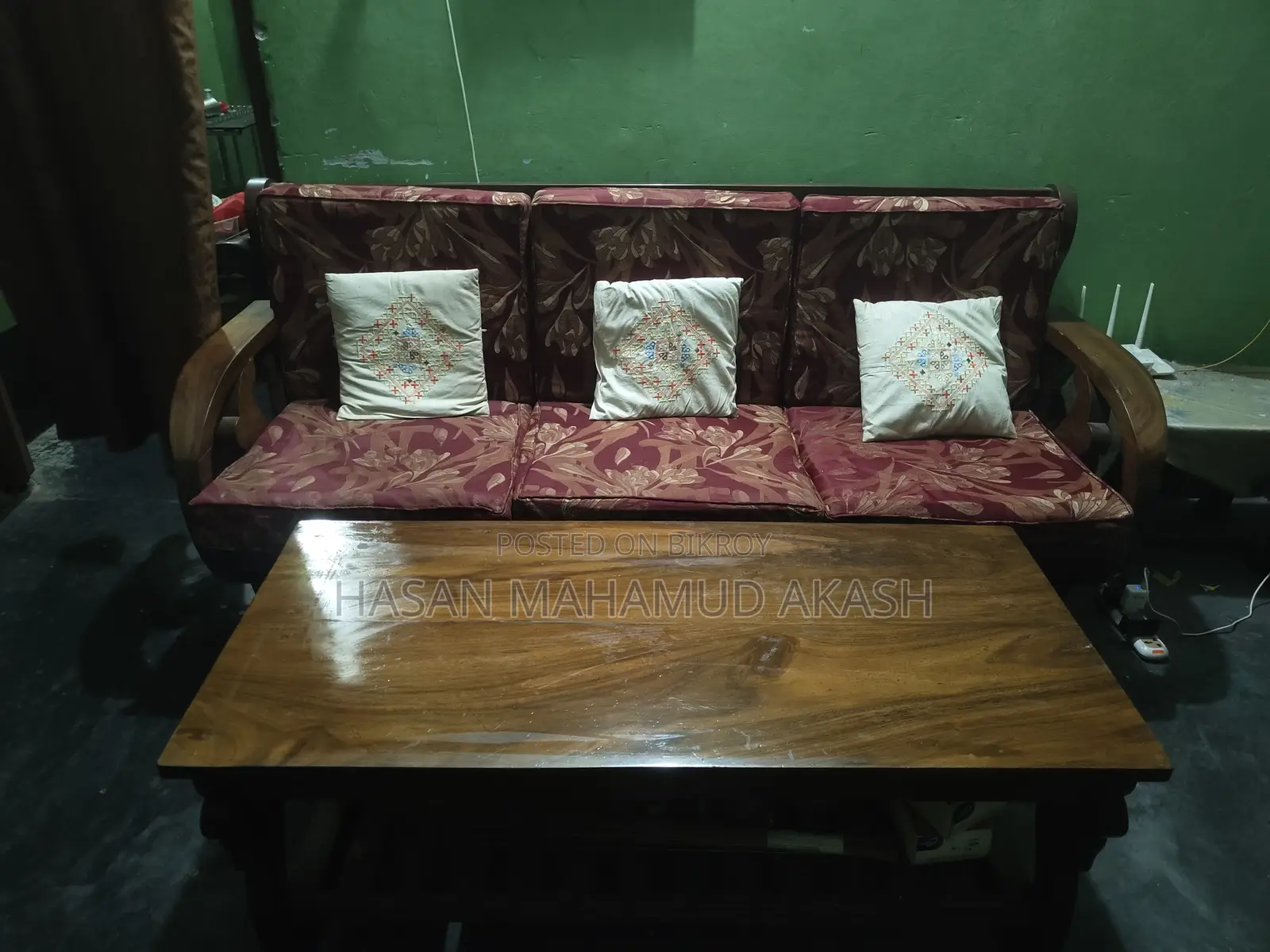 Original Teak Wood Sofa Set and Table