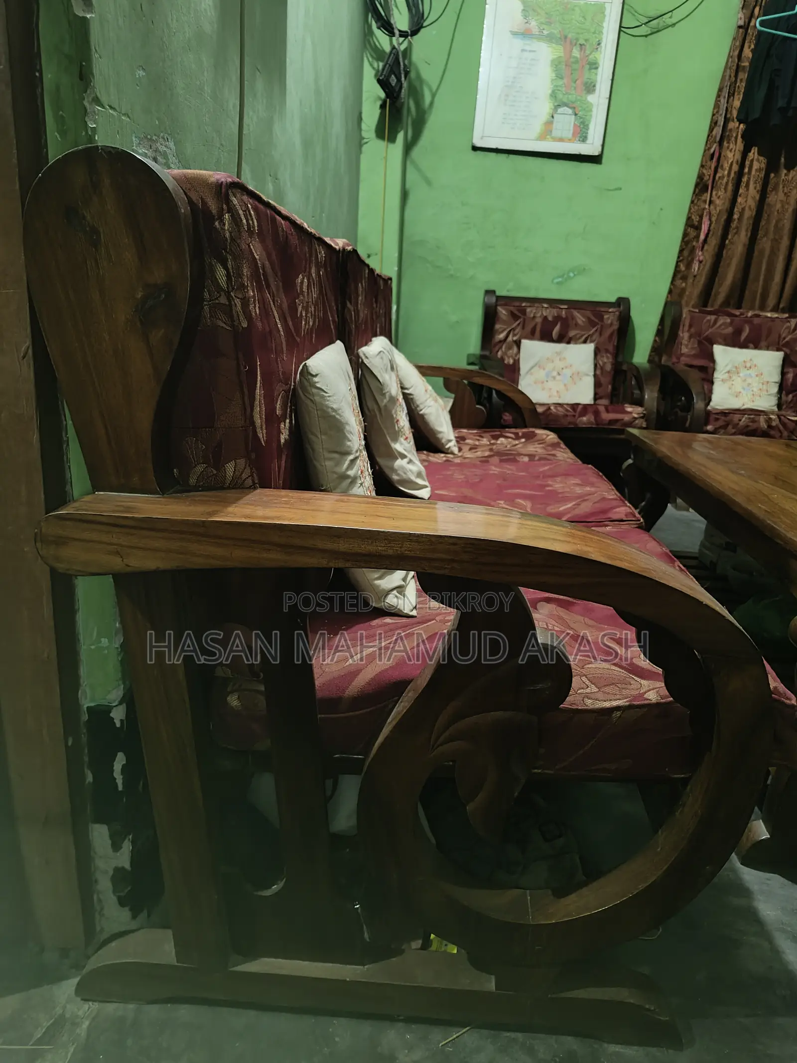 Original Teak Wood Sofa Set and Table