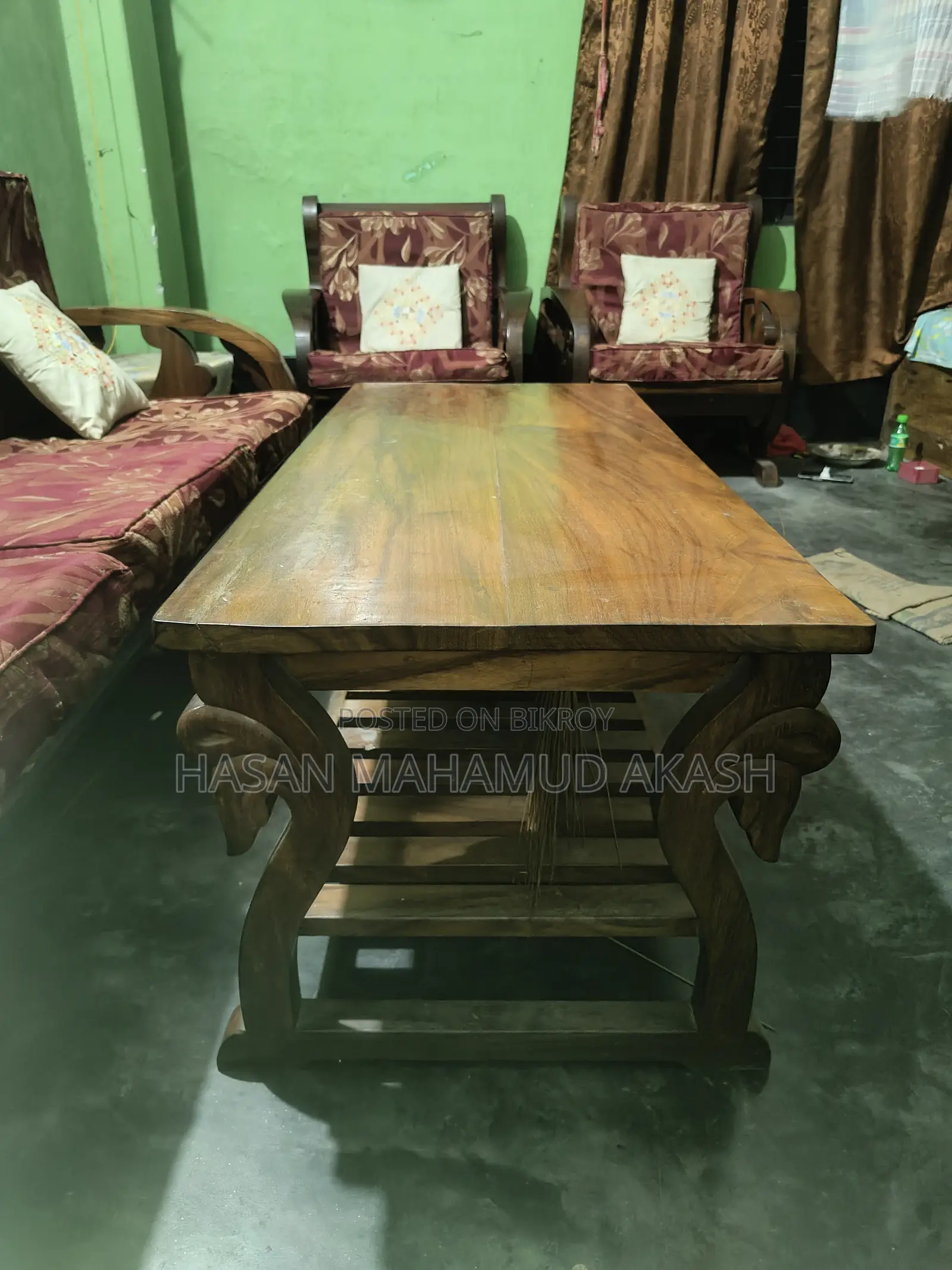 Original Teak Wood Sofa Set and Table