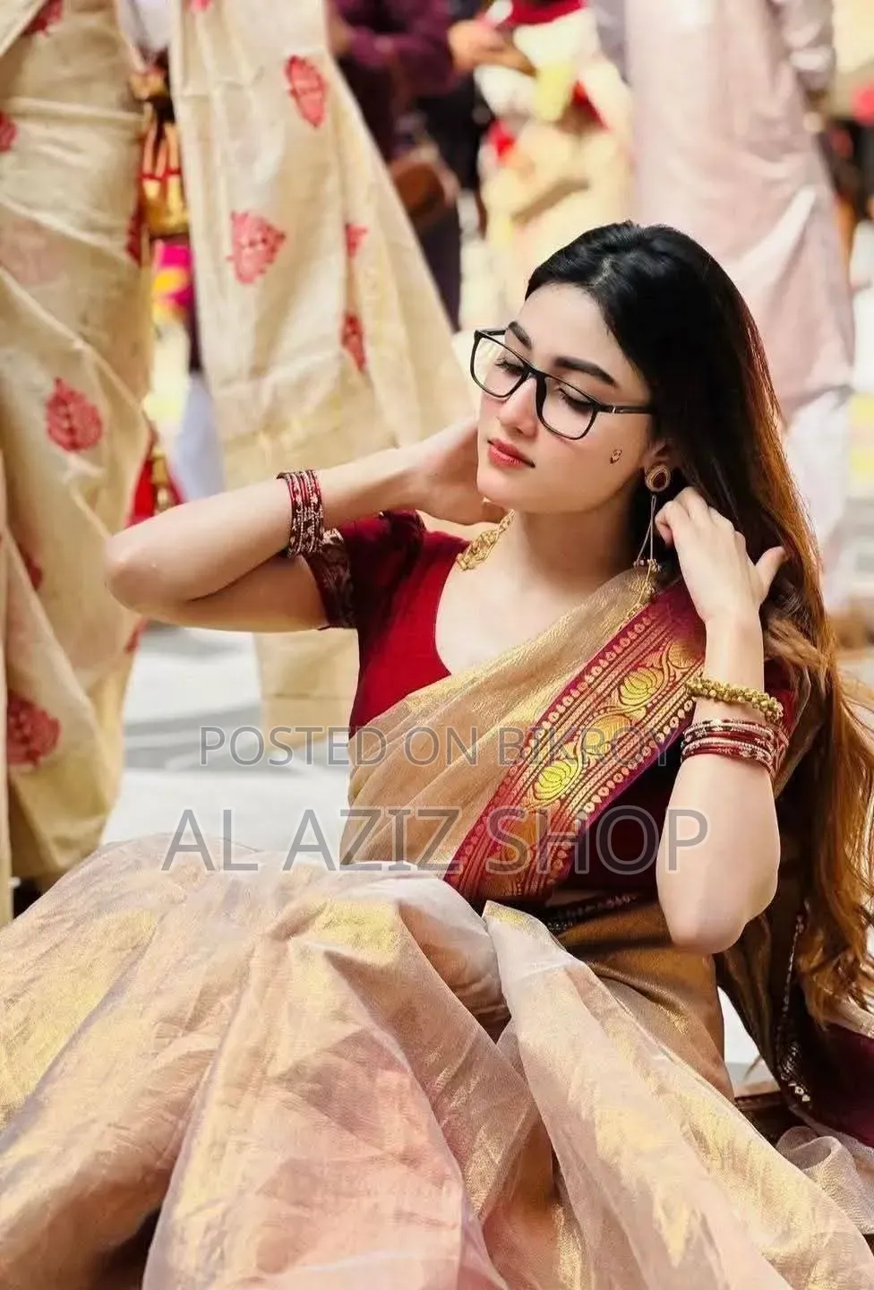 ইন্ডিয়ান লামা সিল্ক শাড়ি
