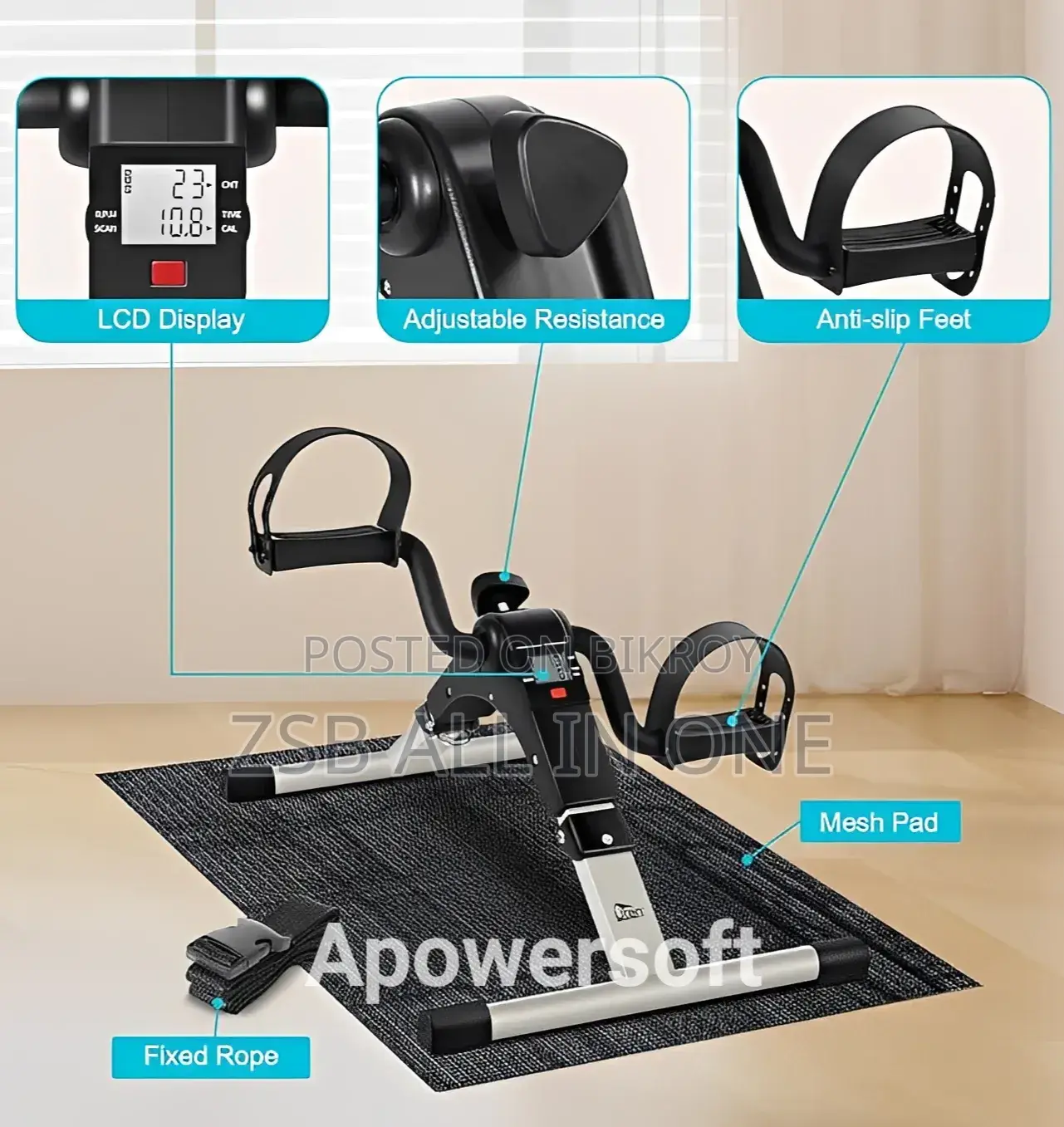 Arm Leg Pedal Exerciser With LCD Display Adjustable Resistance