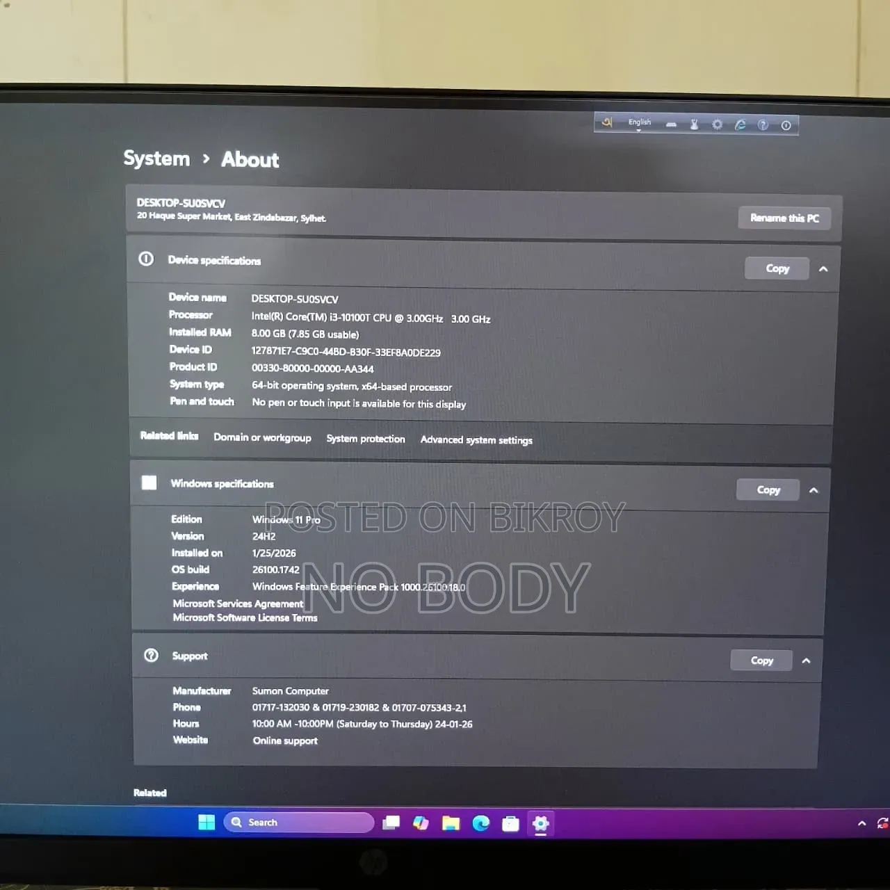 Desktop Computer Gigabyte 8GB Intel Core I3 SSD 256GB