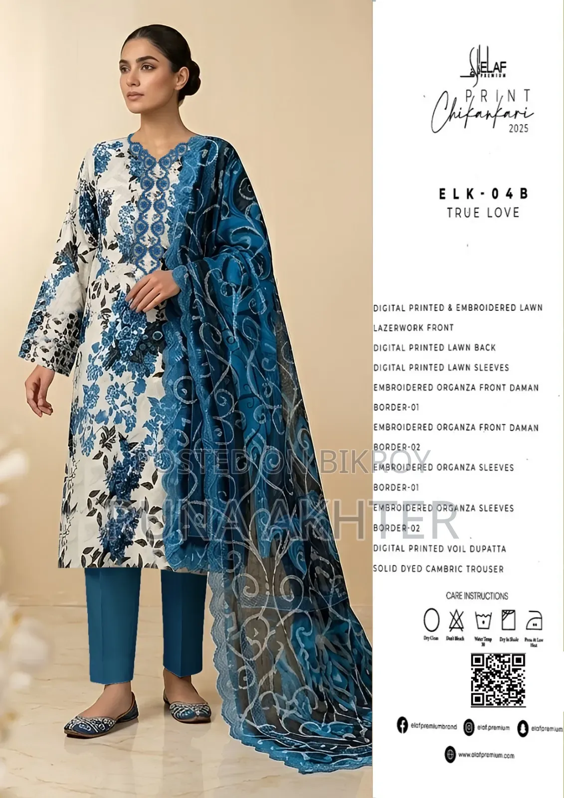 Unstitched Cotton Three Piece Elaf