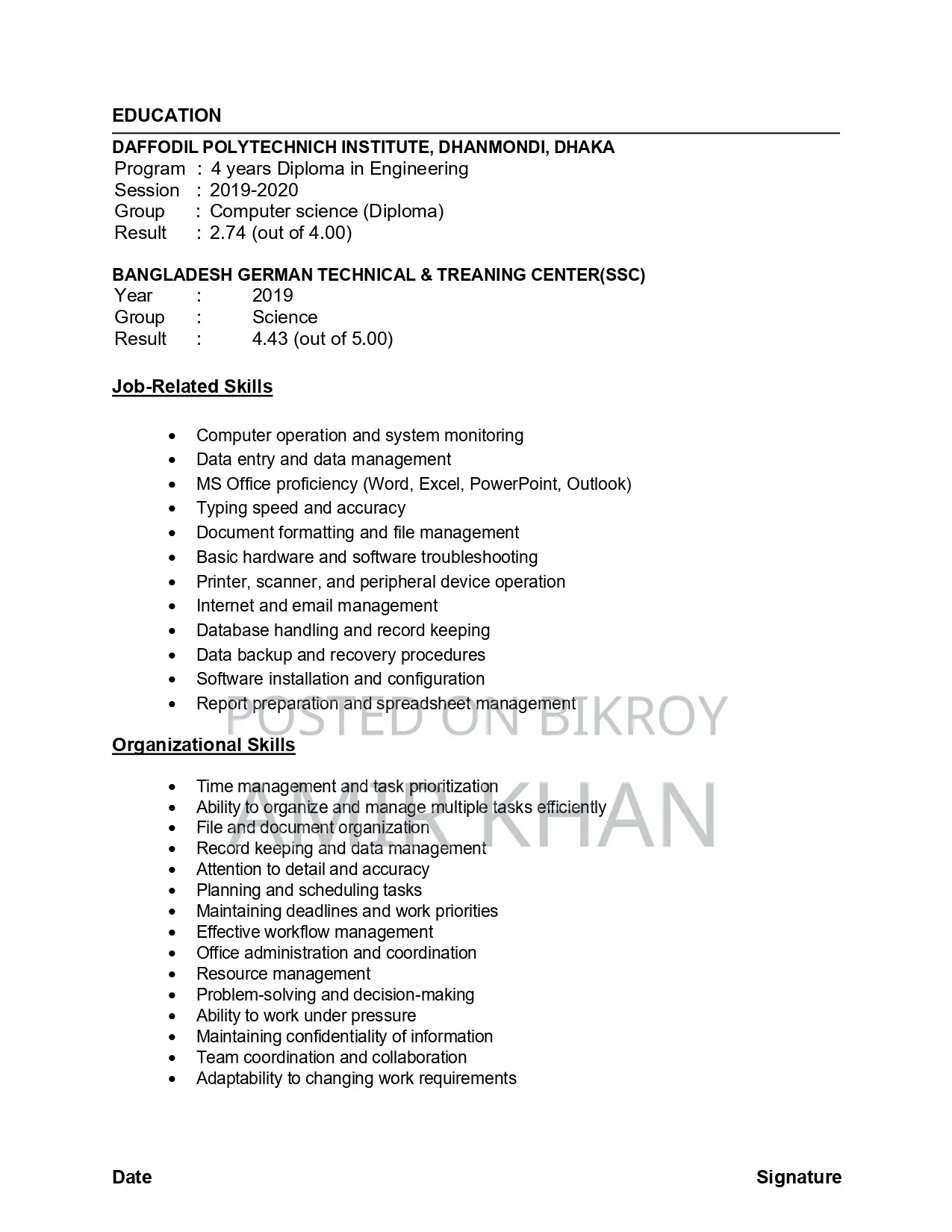 Computing IT CV
