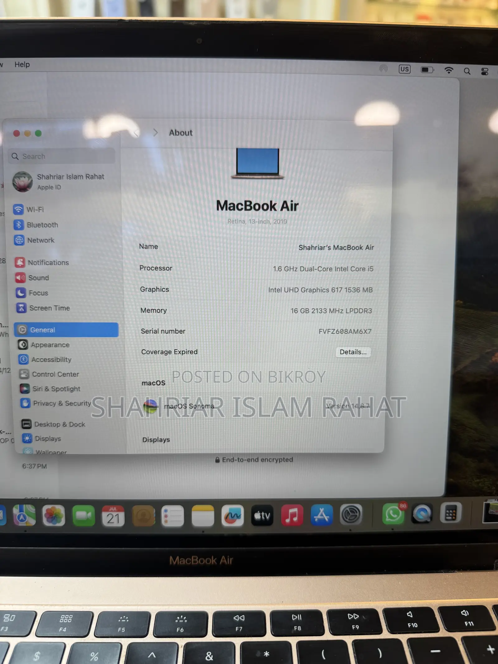 Laptop Apple MacBook Air 2019 8GB Intel Core i5 SSHD+SSD 512GB