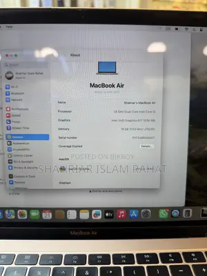 Laptop Apple MacBook Air 2019 8GB Intel Core i5 SSHD+SSD 512GB