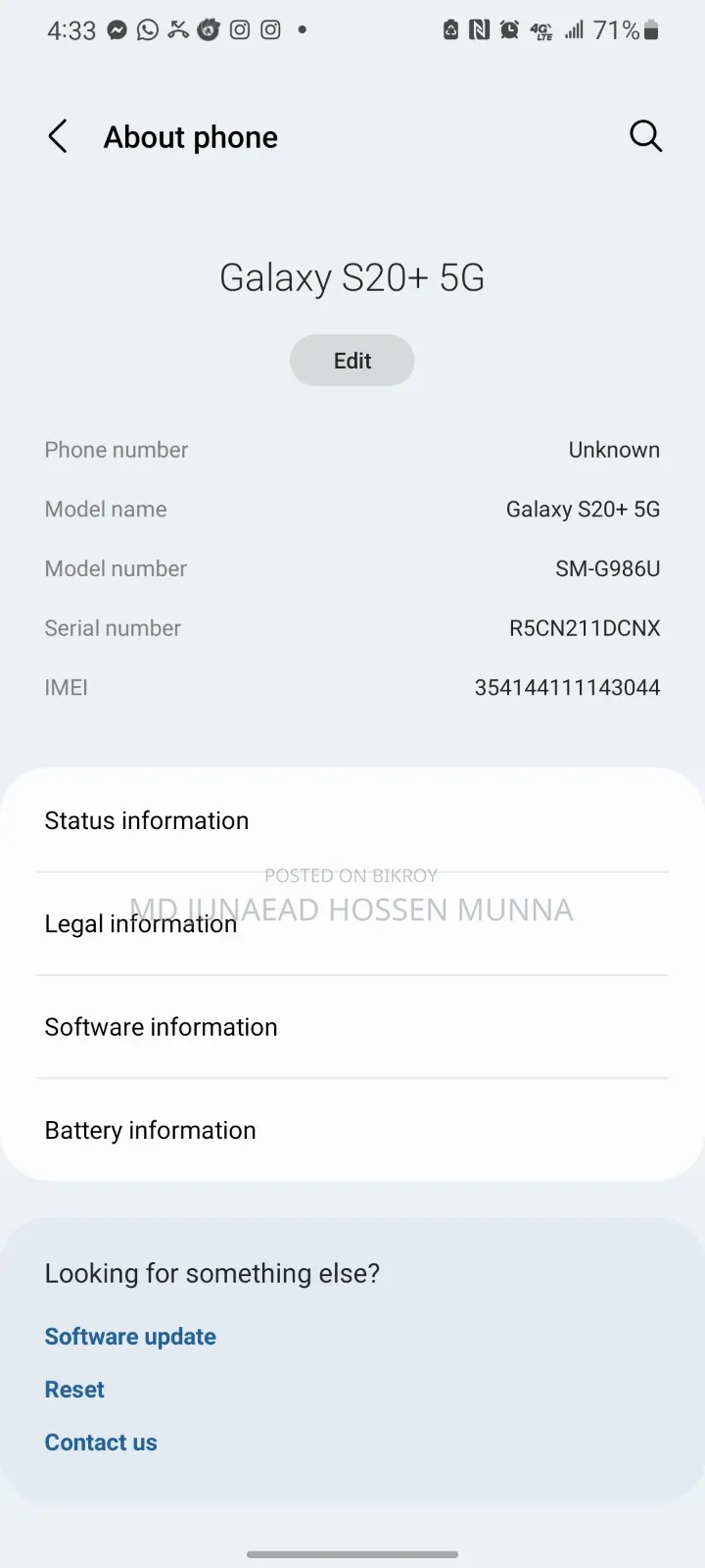 Samsung Galaxy S20+ 5G 256 GB White