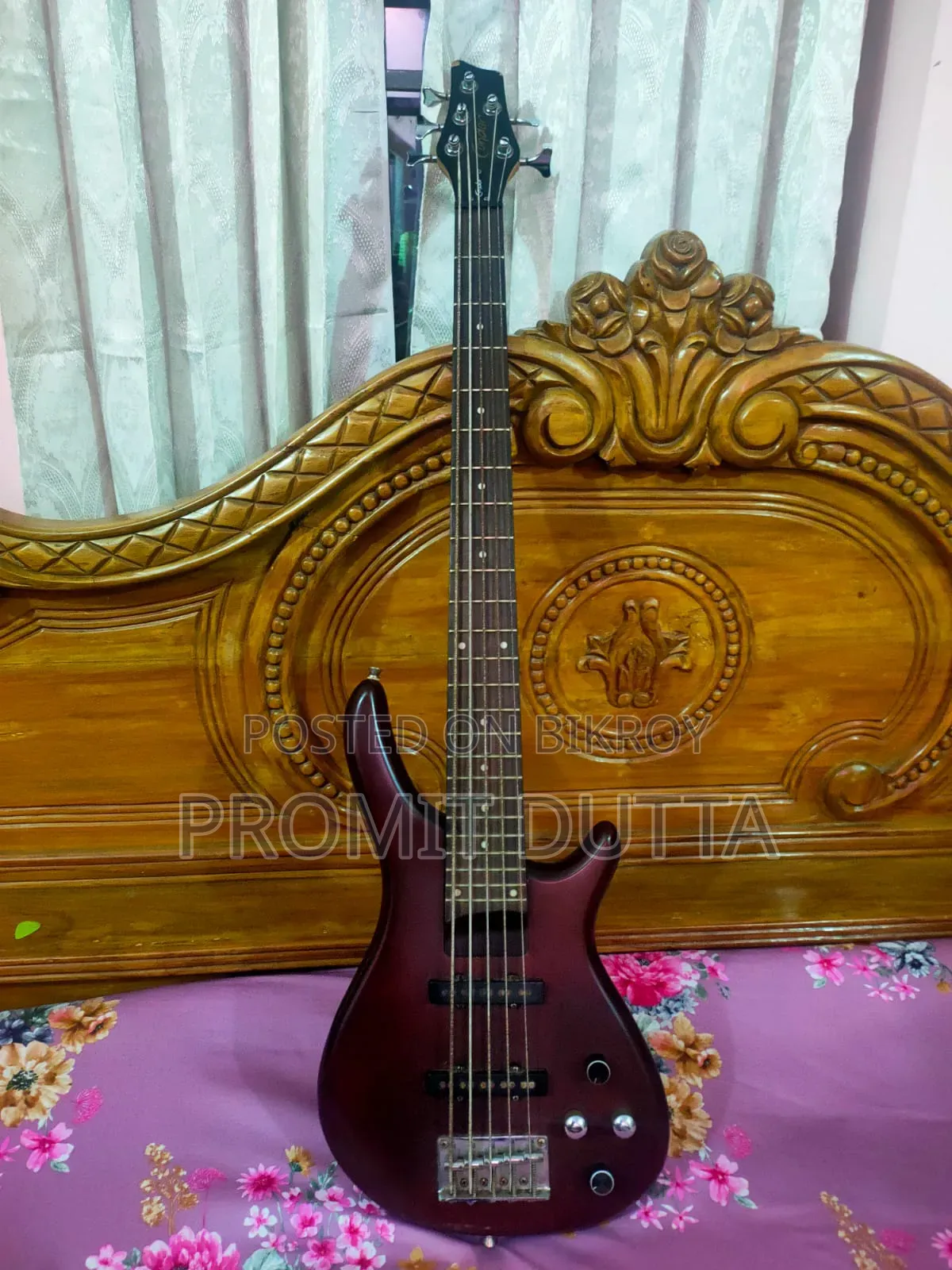 Cherry Red Matte Finish Bass Guitar