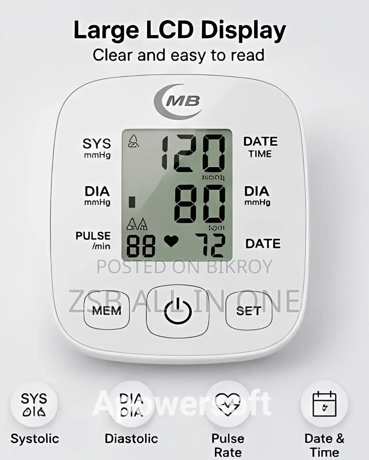 Portable Automatic Upper Arm Blood Pressure Monitor - MB Model B07 PET