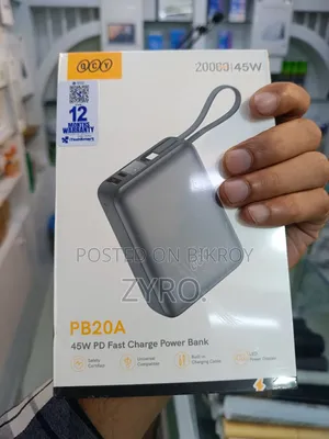 কিউসিওয়াই পিবি২০এ ২০০০০এমএএইচ ৪৫ডাব্লু পিডি ফাস্ট চার্জিং মিনি পাওয়ার ব্যাংক