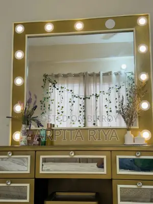Elegant Gold Dressing Table / Vanity With LED Mirror