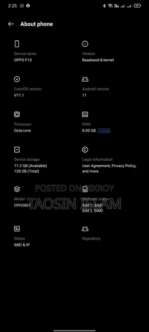 Oppo F15 128 GB Blue
