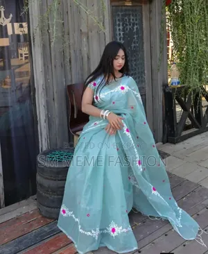 Semi Moslin Sharee With Blouse Piece