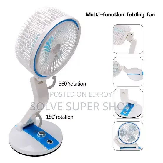 Rechargeable Folding Table Fan & LED Light