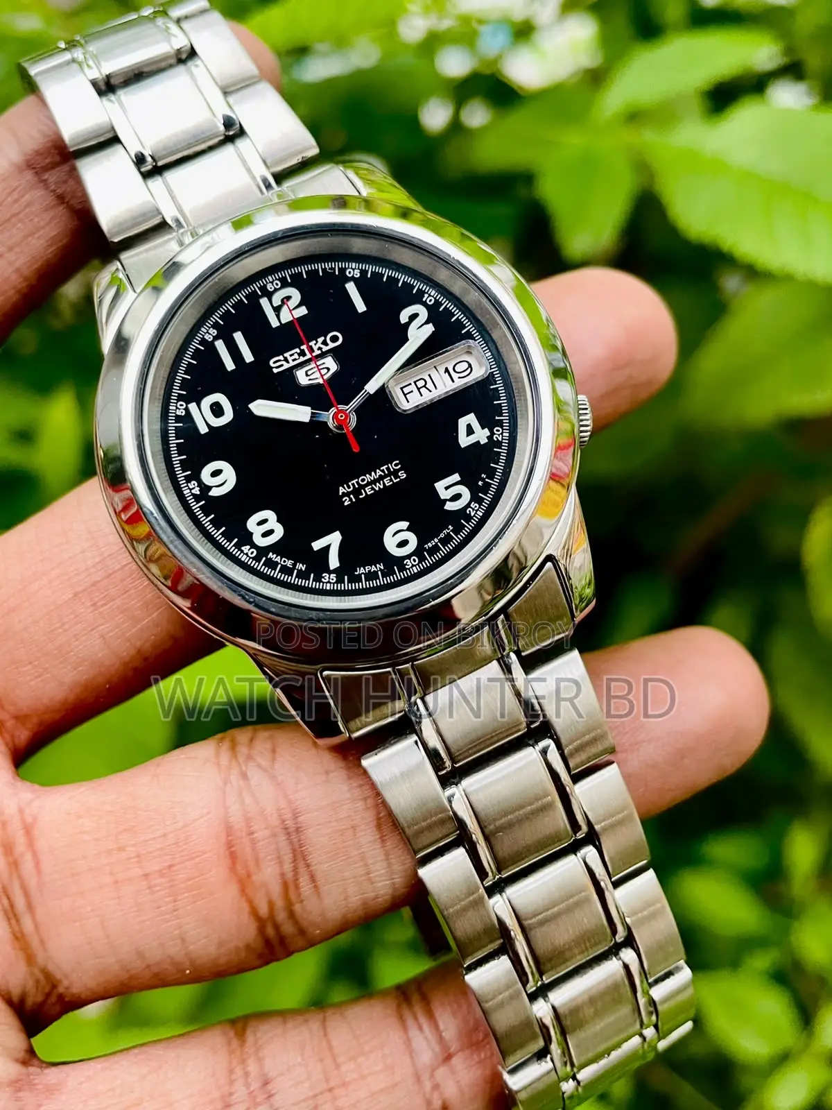 এক্সক্লুসিভ SEIKO 5 SNKK35 জেট ব্ল্যাক নিউমেরিক্যাল ব্ল্যাক অটোমেটিক ওয়াচ