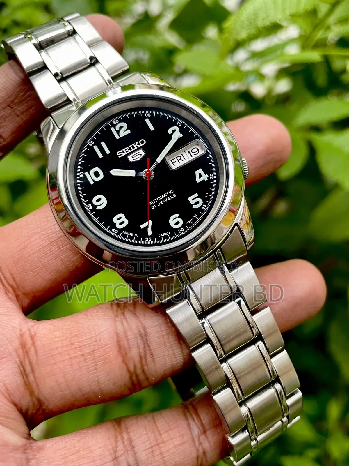 এক্সক্লুসিভ SEIKO 5 SNKK35 জেট ব্ল্যাক নিউমেরিক্যাল ব্ল্যাক অটোমেটিক ওয়াচ