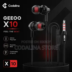 GEEOO X10 Powerful Sound Wired Earphone With HD Mic Hi-Fi Stereo Bass