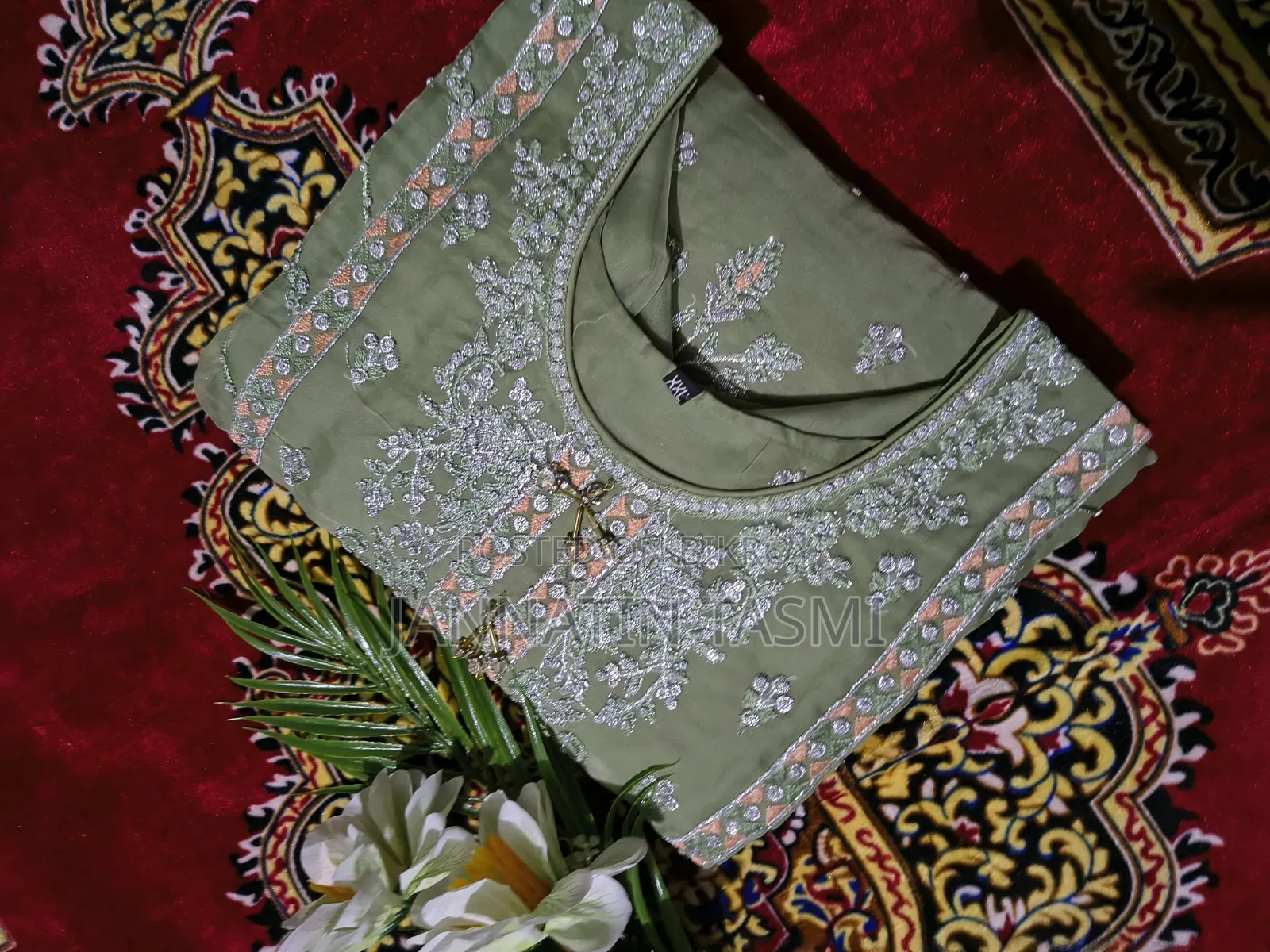 Gourzious Tissu Organza 3 Pice Selawar Pant Cut With Big Organza Orna