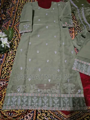 Gourzious Tissu Organza 3 Pice Selawar Pant Cut With Big Organza Orna