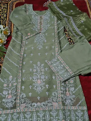 Gourzious Tissu Organza 3 Pice Selawar Pant Cut With Big Organza Orna