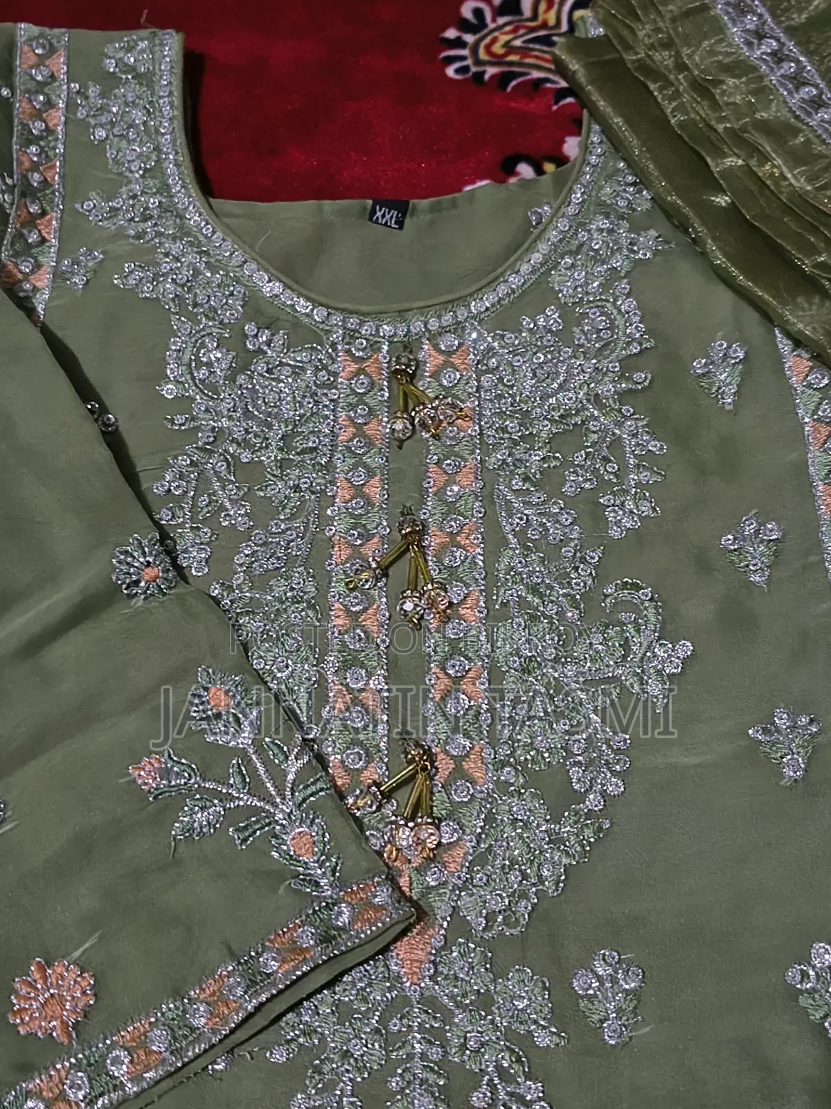 Gourzious Tissu Organza 3 Pice Selawar Pant Cut With Big Organza Orna