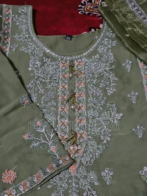 Gourzious Tissu Organza 3 Pice Selawar Pant Cut With Big Organza Orna