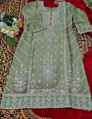 Gourzious Tissu Organza 3 Pice Selawar Pant Cut With Big Organza Orna