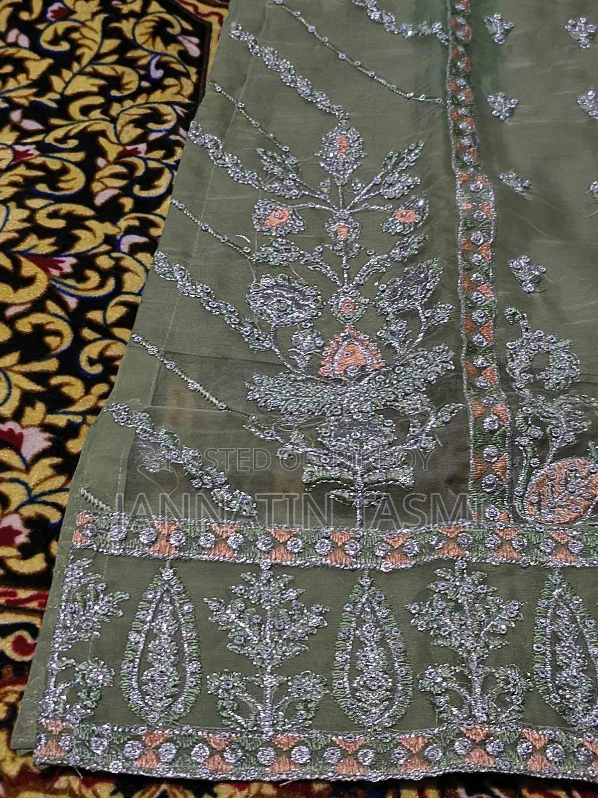 Gourzious Tissu Organza 3 Pice Selawar Pant Cut With Big Organza Orna