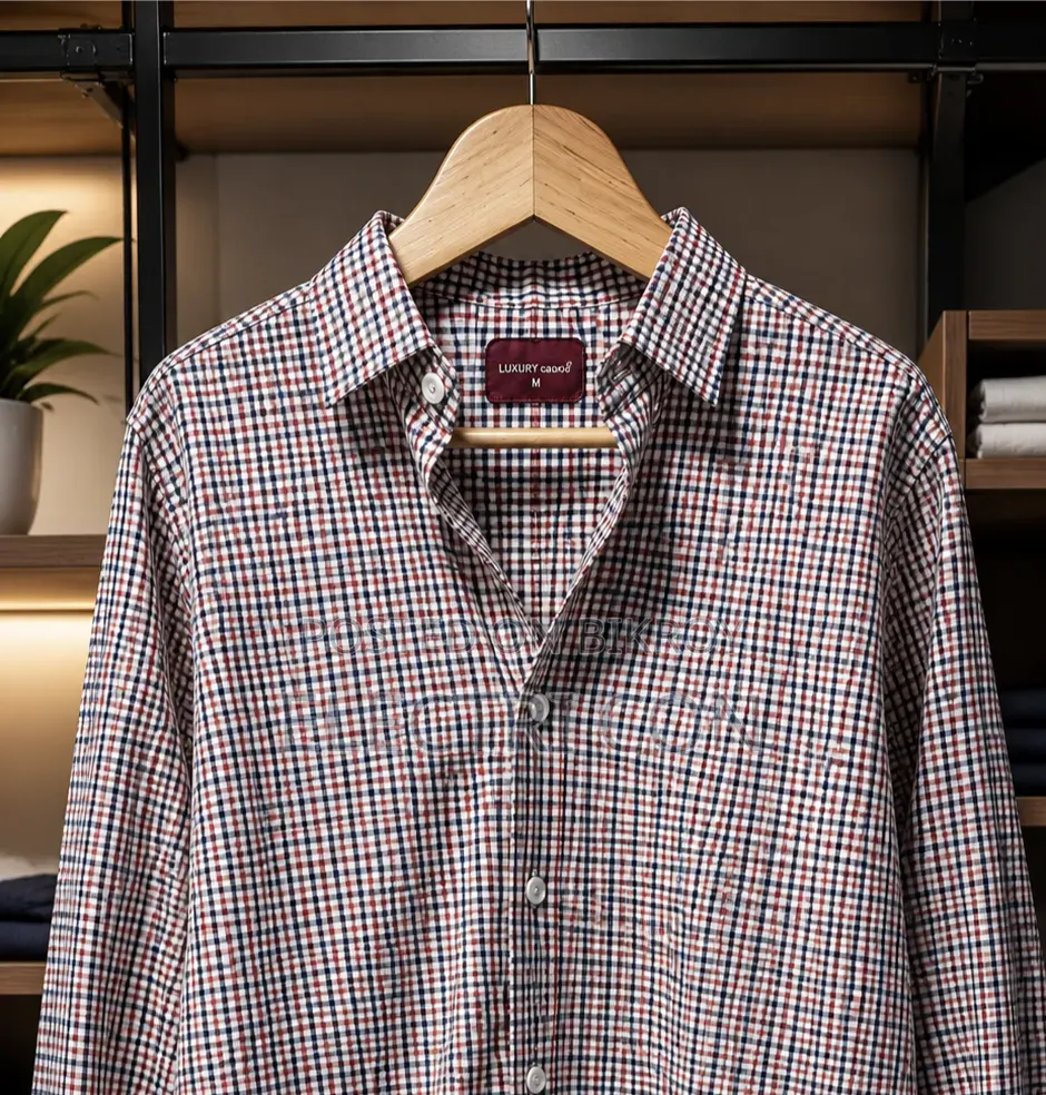 Premium Boxy Fit Check Shirt – Red Navy