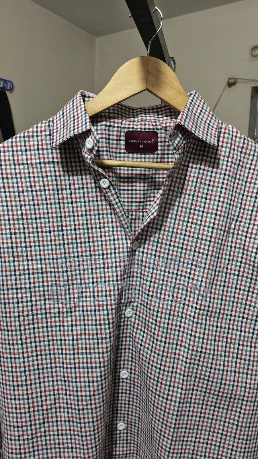 Premium Boxy Fit Check Shirt – Red Navy