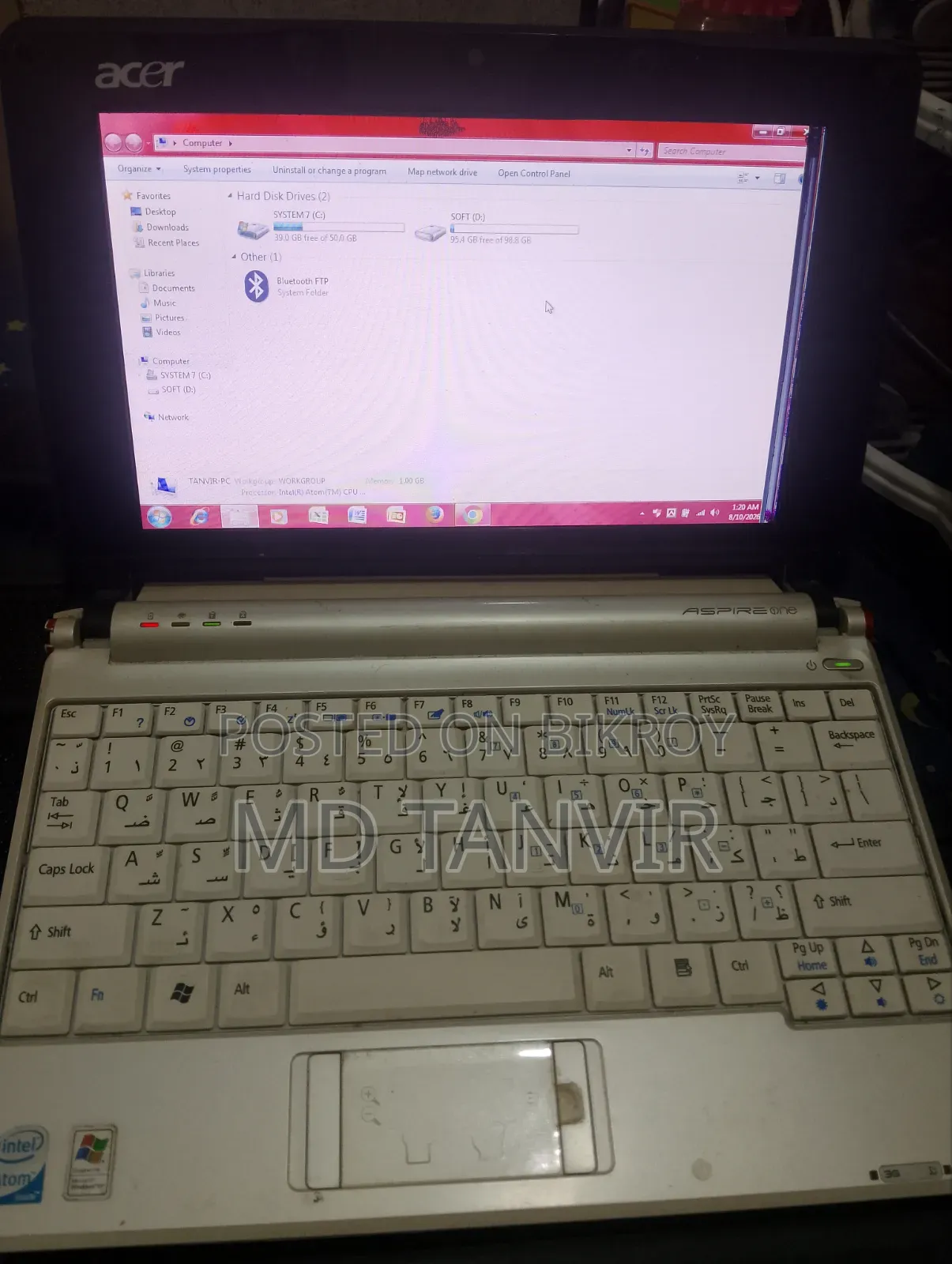 Laptop Acer Aspire 1 1GB Intel Atom HDD 160GB
