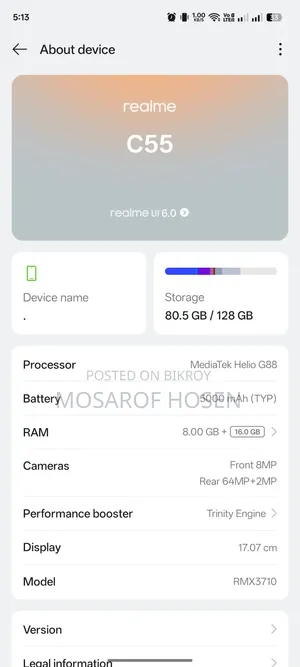 Realme C55 128 GB Gold