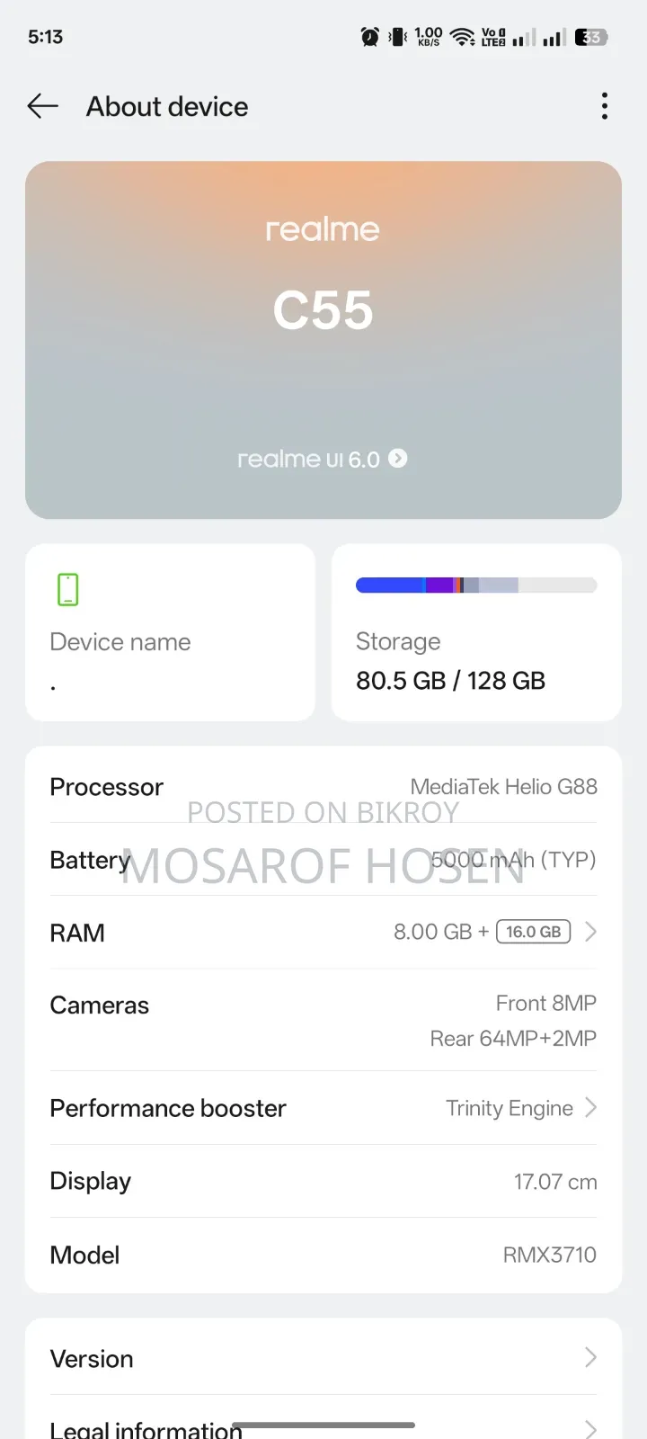 Realme C55 128 GB Gold