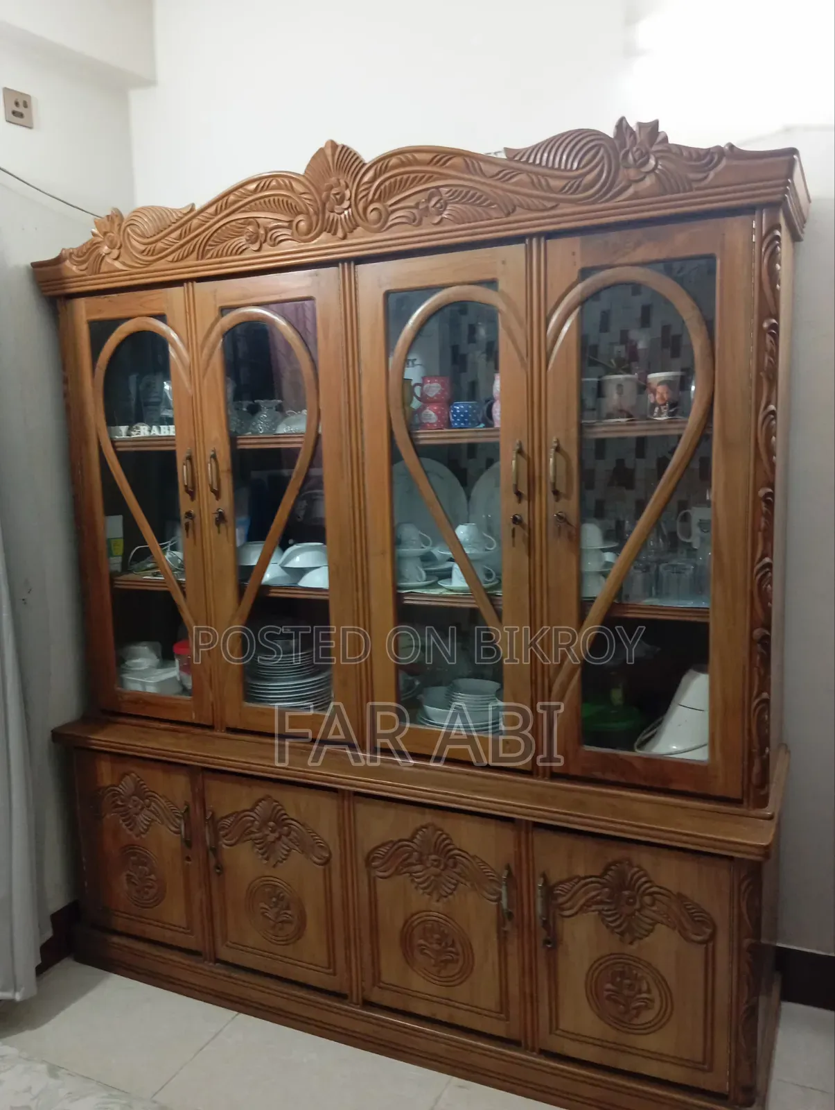 সেগুন কাঠের ক্রকারি শোকেস