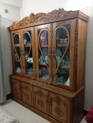 সেগুন কাঠের ক্রকারি শোকেস