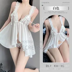 Sexy Front-Open Sheer Mesh Babydoll Nightdress Matching Panty
