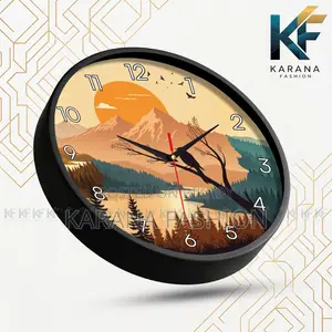 করনা ফ্যাশন (KW-34) ১২-ইঞ্চি মাউন্টেন সানসেট নেচার ওয়াল ক্লক