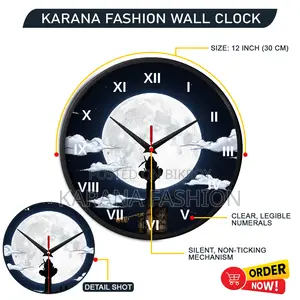 Karana Fashion (KW-37) 12-Inch Full Moon Anime Wall Clock