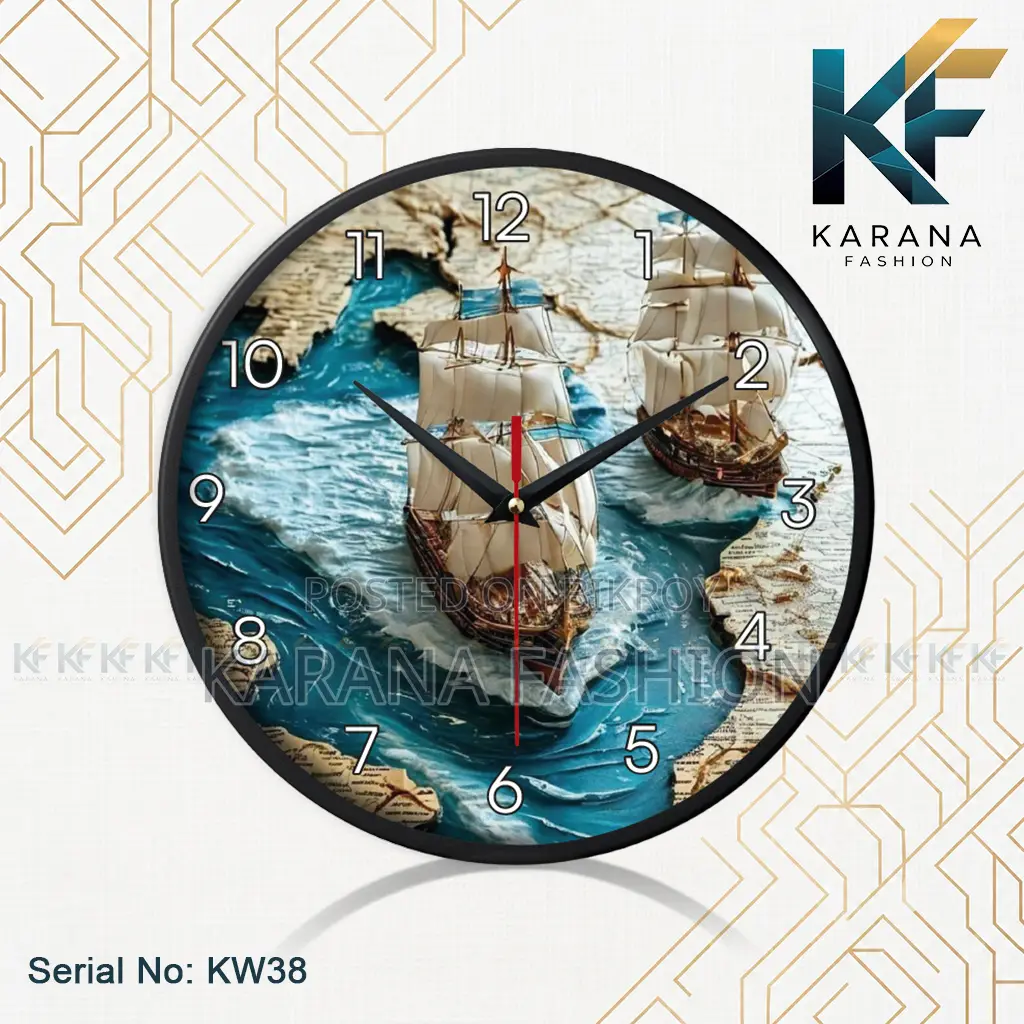 Karana Fashion (KW-38) 12-Inch Vintage Sailing Ship Premium Wall Clock