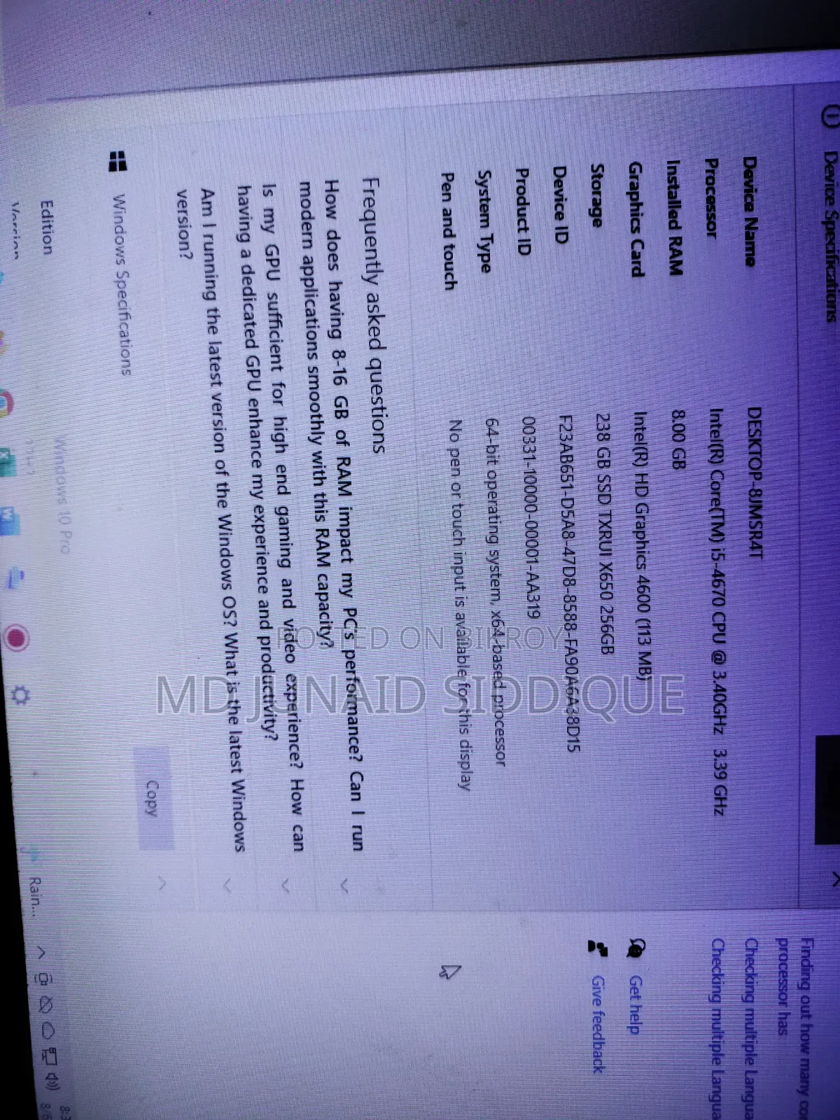 Laptop Itel 8GB Intel Core I5 HDD 256GB