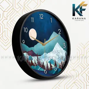 কারানা ফ্যাশন (KW-39) ১২ ইঞ্চি মাউন্টেন অ্যান্ড মুন প্রিমিয়াম ওয়াল ক্লক