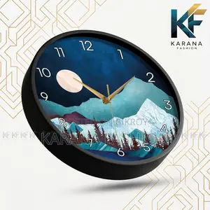 কারানা ফ্যাশন (KW-39) ১২ ইঞ্চি মাউন্টেন অ্যান্ড মুন প্রিমিয়াম ওয়াল ক্লক
