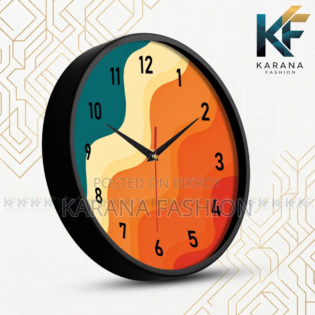 করনা ফ্যাশন (KW-40) ১২ ইঞ্চি অ্যাবস্ট্রাক্ট রেট্রো ওয়েভি প্রিমিয়াম ওয়াল ক্লক