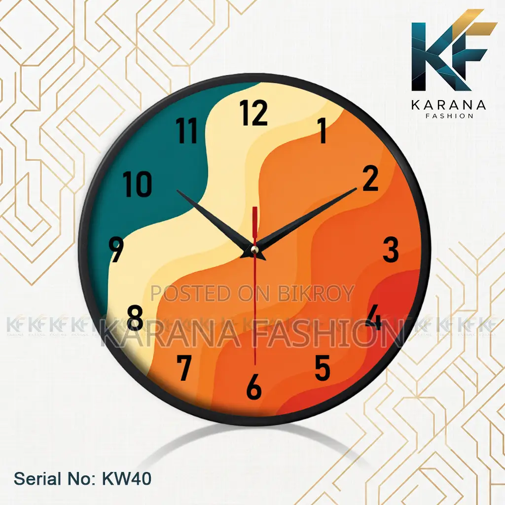 করনা ফ্যাশন (KW-40) ১২ ইঞ্চি অ্যাবস্ট্রাক্ট রেট্রো ওয়েভি প্রিমিয়াম ওয়াল ক্লক