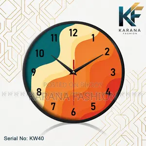 করনা ফ্যাশন (KW-40) ১২ ইঞ্চি অ্যাবস্ট্রাক্ট রেট্রো ওয়েভি প্রিমিয়াম ওয়াল ক্লক