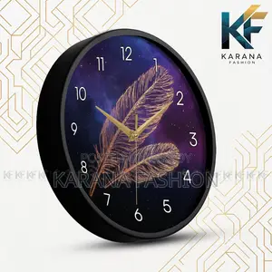 Karana Fashion (KW-41) 12-Inch Golden Feather Premium Wall Clock