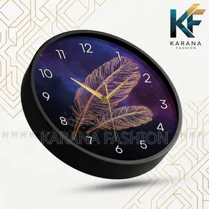 Karana Fashion (KW-41) 12-Inch Golden Feather Premium Wall Clock