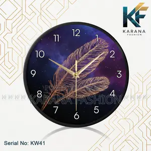 Karana Fashion (KW-41) 12-Inch Golden Feather Premium Wall Clock