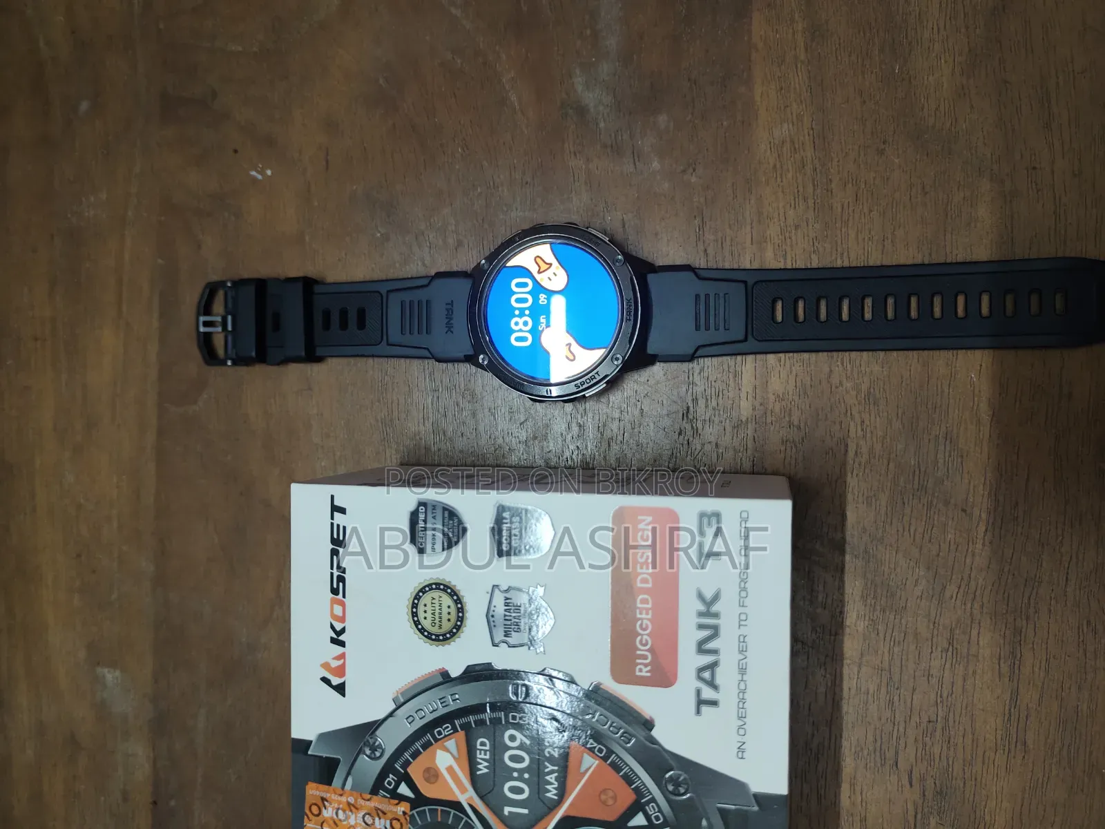 KOSPET TANK T3 Military-Grade Smartwatch – Black