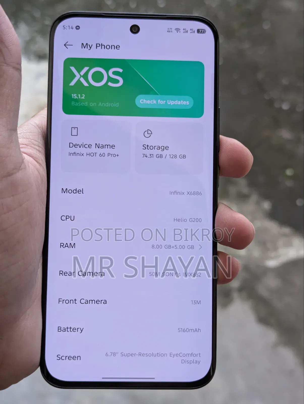 ইনফিনিক্স হট ৬০ প্রো প্লাস ১২৮ জিবি ব্ল্যাক